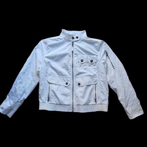Ralph Lauren‎ white moto biker multi pocket zip white jacket size XL